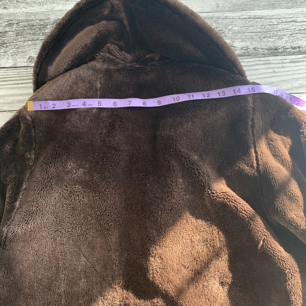 Vintage 1950s 60s MCM Chocolate Brown Faux Fur Teddy Coat - Picture 9 of 16